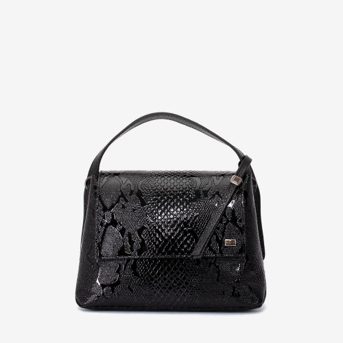 Geanta crossbody ENZO NORI model JEWEL din piele naturală negru laser