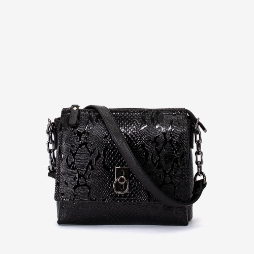 Geanta crossbody ENZO NORI model MOLLY din piele naturală negru