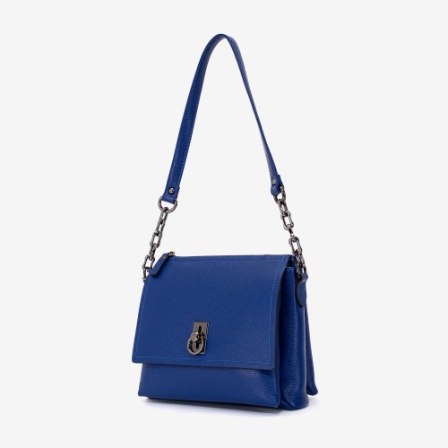 Geanta crossbody ENZO NORI model MOLLY din piele naturală albastru