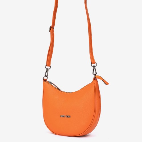 Geanta casual ENZO NORI model VALENCIA din piele naturală orange