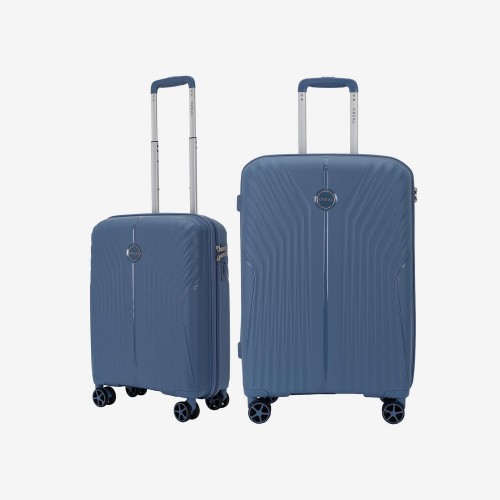  Troler set 2 Bucati KREAL model IBIZA Troler cabina 55 cm şi Troler mediu 65 cm polipropilenă albastru