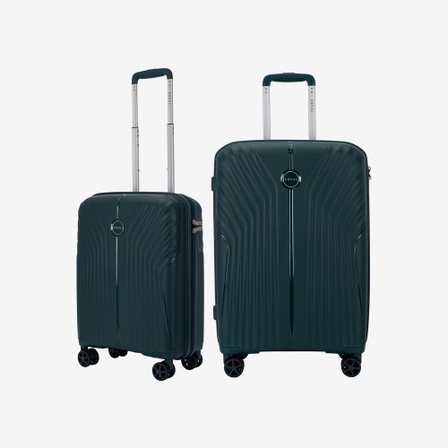  Troler set 2 Bucati KREAL model IBIZA Troler cabina 55 cm şi Troler mediu 65 cm polipropilenă verde inchis