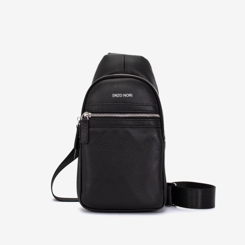 Geanta crossbody NZO NORI model PELE din piele naturală negru