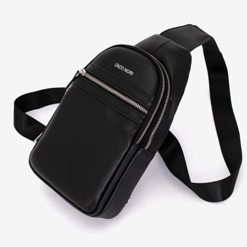 Geanta crossbody NZO NORI model PELE din piele naturală negru